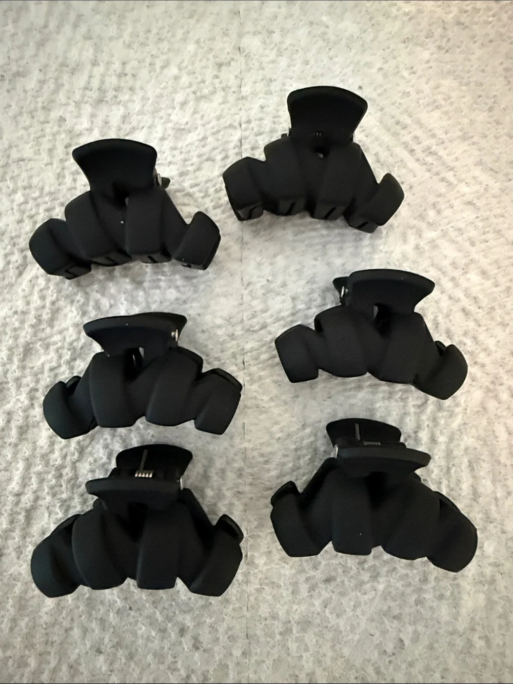 Matte Black Womens Hair Claw Clips - 6 Pack